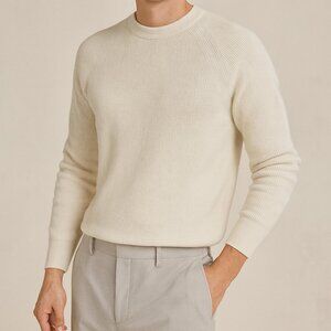 Daniel Cremieux Cream 100% Cashmere Men's Crewneck Sweater Classic Luxe Wardrobe